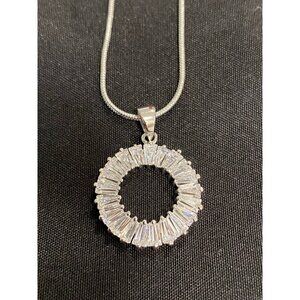 Circle White Sapphire Necklace lab created